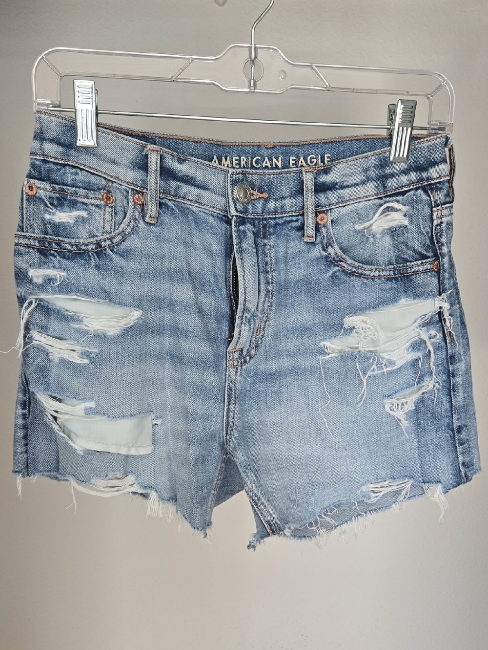 American Eagle Outfitters Light Wash Distressed Jean Shorts